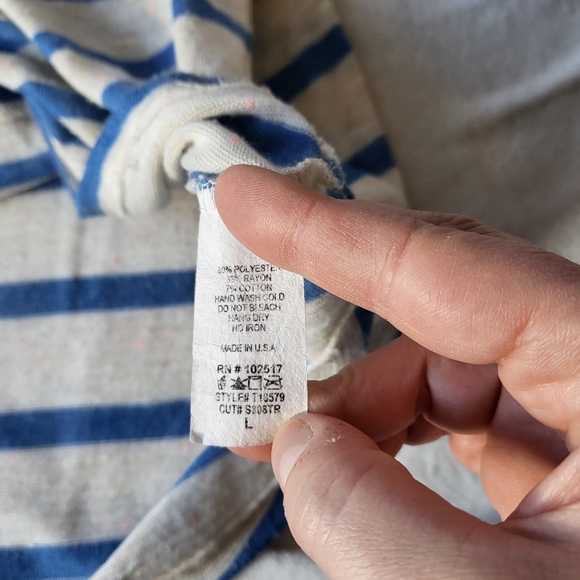 Soprano tank top stripe blue white pink loose fit women's size L - Picture 5 of 6